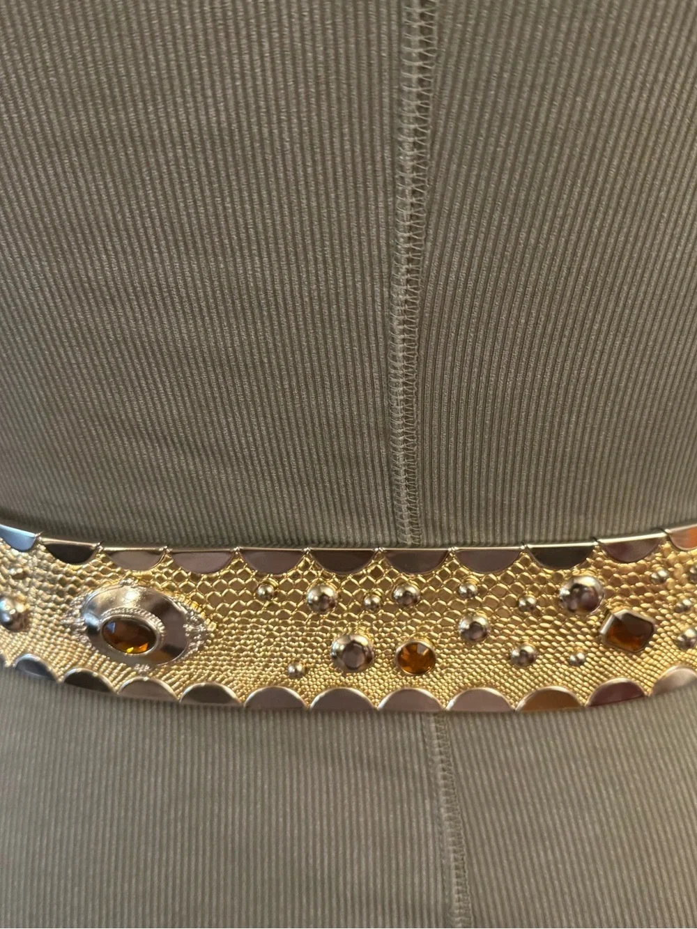 Gold Jeweled Western-Style Women's Belt with Ornate Buckle